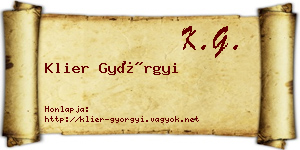 Klier Györgyi névjegykártya
